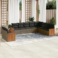 Set Divano da Giardino 10 pz con Cuscini Grigio in Polyrattan 3260198