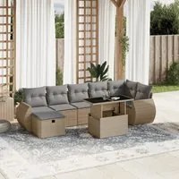 Set Divano da Giardino 8 pz con Cuscini Beige in Polyrattan 3275149