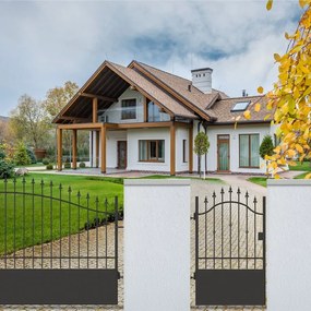 Cancello manuale battente Civetta in ferro, apertura a sinistra, L 104.5, H 150-165 cm, di colore nero