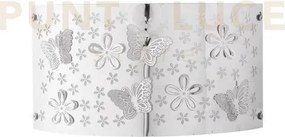 Applique a parete butterfly cromo 2 luci attacco e14 32x9x17cm