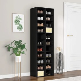 Scarpiera Nera 54x34x183 Cm İn Truciolato /