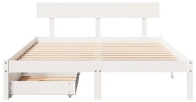 Letto senza materasso bianco 150x200 cm legno massello di pino