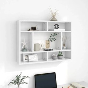 Scaffale A Parete Bianco Lucido 75x16x55 Cm Legno Multistrato /