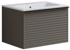 Mobile bagno sospeso con lavabo L 60 x H 40 cm grigio carbone 1 cassetto per vasca centrale Pixel