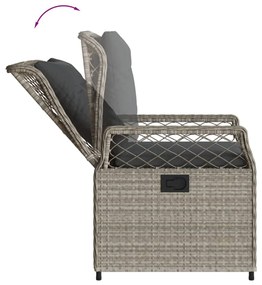 Set da pranzo da giardino 7 pz cuscini polyrattan grigio chiaro