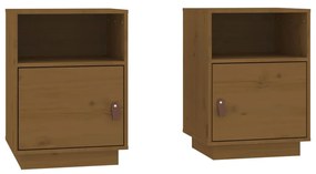 Comodini miele 2 pz 40x34x55 cm in legno massello di pino