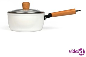 Livoo Casseruola con Manico in Legno 18 cm Bianco