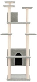 Albero per gatti con tiragraffi in sisal grigio chiaro 162 cm