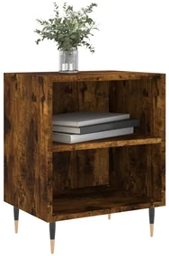 Comodini rovere fumo 2 pz 40x30x50 cm in legno multistrato