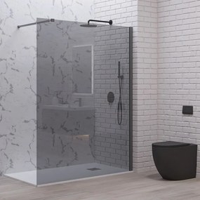 Doccia walk in 90 cm vetro fumè e profilo gun metal | KW-100GMF - KAMALU