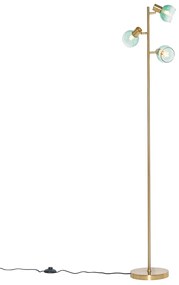 Lampada da terra Art Déco oro con vetro verde 3 luci - VIDRO