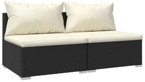 Set Divani da Giardino 2 pz con Cuscini in Polyrattan Nero