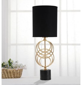 Lampada da tavolo con paralume in tessuto nero e oro (altezza 58,5 cm) Circly - Mauro Ferretti