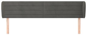 Testiera ad orecchio grigio scuro 203x23x78/88 cm in velluto