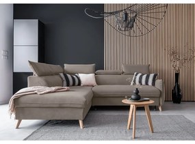 Divano letto angolare in velluto marrone chiaro (angolo sinistro) Sweet Harmony - Miuform