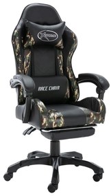 Sedia Da Gaming Con Poggiapiedi Nera E Mimetica İn Similpelle /