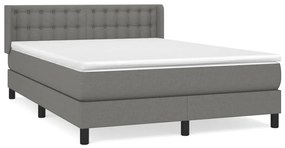 Giroletto a molle con materasso grigio scuro 140x190 cm tessuto