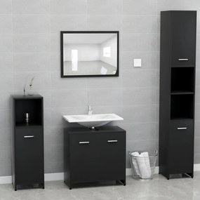 Set mobili da bagno nero in legno multistrato