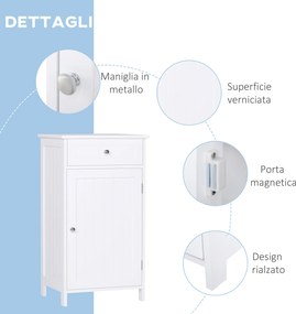 Mobiletto da Bagno con Anta e Cassetto Bianco 43x34x77 cm...