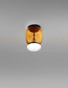 Faro lampada da soffitto s ambra scura bianco montatura nero opaco ...