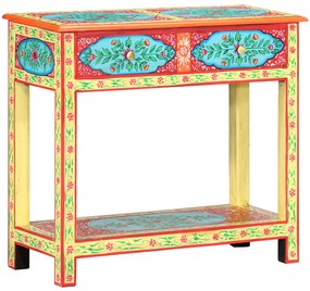 Tavolo Consolle Dipinto A Mano 80x35x75 Cm İn Legno Di Mango /