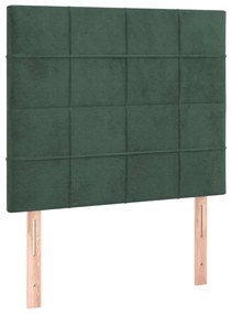 Testiera a led verde scuro 80x5x118/128 cm in velluto