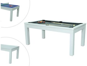 Tavolo trasformabile Biliardo e Ping pong L182 x l102 x H80 cm Bianco - HENK