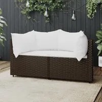 Divani Angolari da Giardino con Cuscini 2pz Polyrattan Marronecod mxl 82207