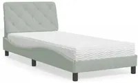 Letto con Materasso Grigio Chiaro 90x190 cm in Velluto 3208628