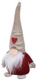 Gnomo Natale fermaporta 26 cm cappello grigio cuore