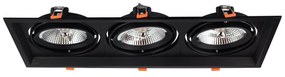 Faro da Incasso Orientabile Nero - 3 lampade AR111 Foro 460x160mm