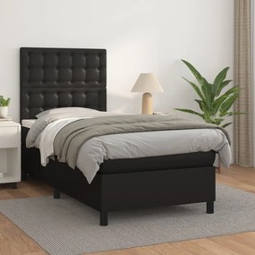 Giroletto A Molle Con Materasso Nero 90x190 Cm İn Similpelle /