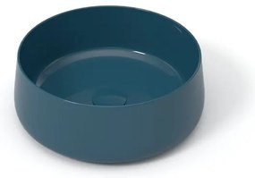 Lavabo da appoggio Wave OLYMPIA CERAMICA tondo in ceramica blu piletta non inclusa