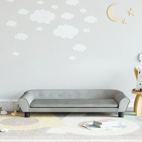 Divano Per Bambini Grigio Chiaro 100x50x26 Cm İn Velluto /