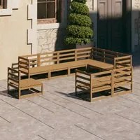 Set Divani da Giardino 9 pz Marrone Miele in Massello di Pino 3075807