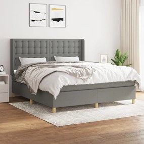 Giroletto A Molle Con Materasso Grigio Scuro 160x200 Cm Tessuto /