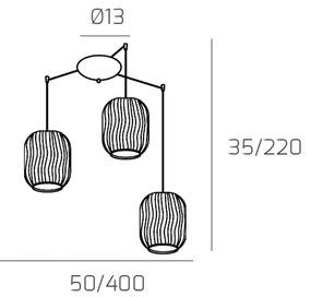 Sospensione Contemporanea Tender Metallo Cromo Vetro Fumè 3 Luci E27