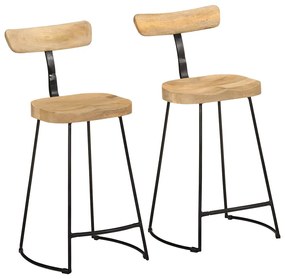 Sgabelli Da Bar 2 Pz 49x43x88 Cm İn Legno Massello Di Mango /