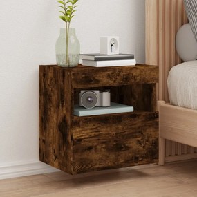 Mobile Tv A Parete Con Luci Led Rovere Fumo 40x30x40 Cm /