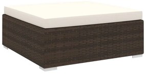 Poggiapiedi Modulare 1 Pz Con Cuscino İn Polyrattan Marrone /