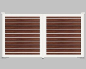 Cancello automatico battente ALBA Maia120-20 in alluminio, apertura centrale, L 350 x H 190 cm, di colore noce