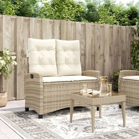 Panca reclinabile da giardino con cuscini beige in polyrattan