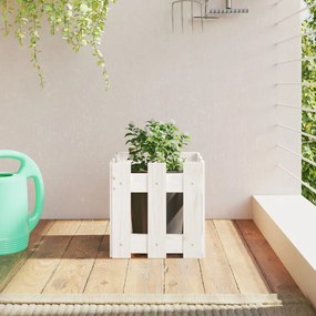 Fioriera Giardino A Recinzione Bianco 30x30x30 Cm Massello Pino /