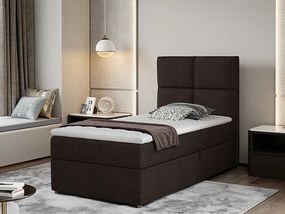 Letto singolo boxspring Ilenia - Tessuto marrone scuro