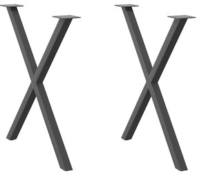 Gambe Tavolo Pranzo A X 2 Pz Antracite 80x(72-73) Cm Acciaio /
