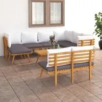 Set Divani da Giardino 9 pz con Cuscini in Massello di Acacia 3087018