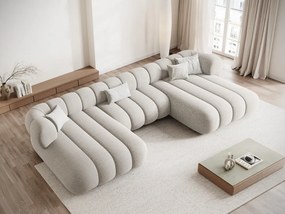 Divano panoramico Koge 6 posti in tessuto strutturato – L348x165 cm