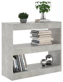Libreria/divisorio grigio cemento 80x30x72 cm