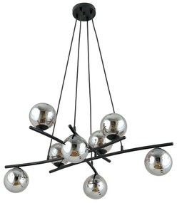 Lampadario Moderno Cadmo Acciaio Nero Grigio 8 Luci E14 Ip20
