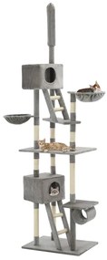 Albero per gatti con tiragraffi in sisal 230-260 cm grigio